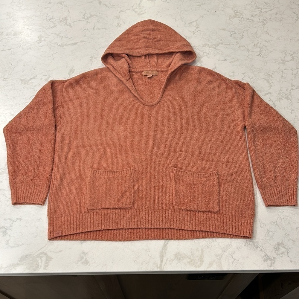 Barefoot Dreams CozyChic Lite Patch Pocket Hooded Pullover Amber Glow 1X - Picture 2 of 10
